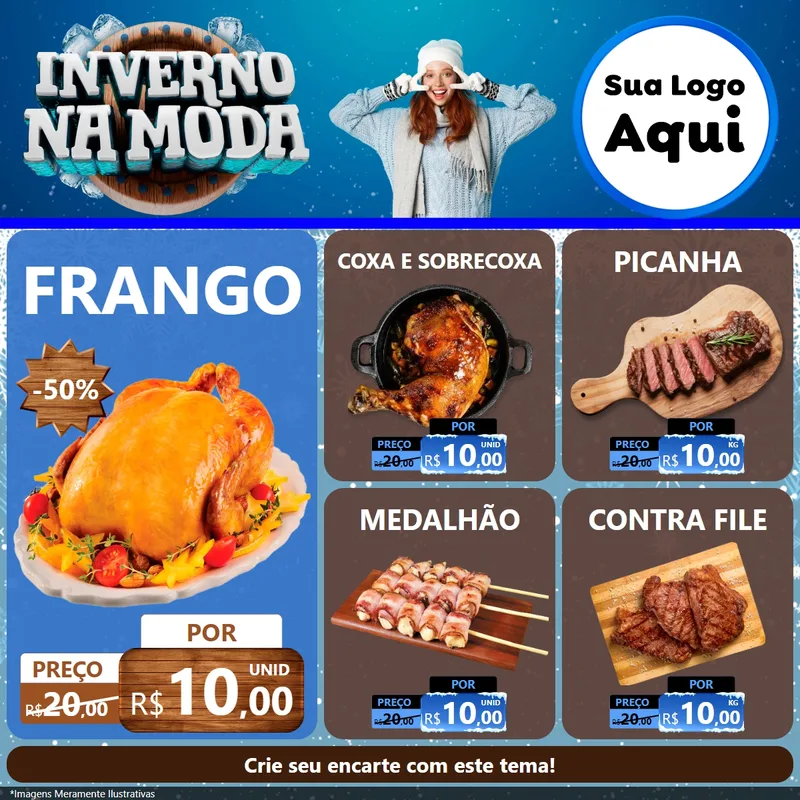 Modelo de Rede Social para Feed Facebook com o tema Inverno na Moda para Assados