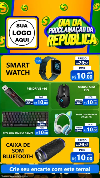 Modelo de TV para TV Vertical com o tema Dia Da Proclamação da República para Informática
