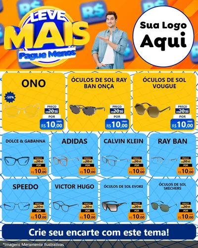 Modelo de Rede Social para Feed Instagram com o tema Leve Mais, Pague Menos para Óticas