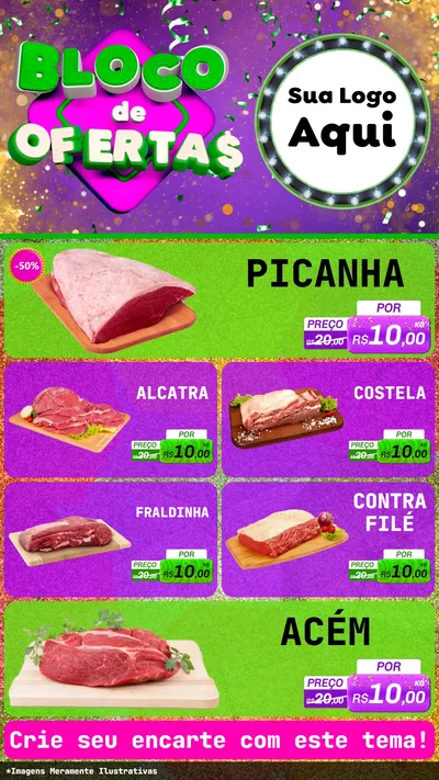 Modelo de TV para TV Vertical com o tema Bloco de Ofertas para Açougue