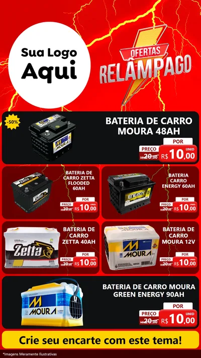 Modelo de TV para TV Vertical com o tema Ofertas Relâmpago para Baterias Elétricas