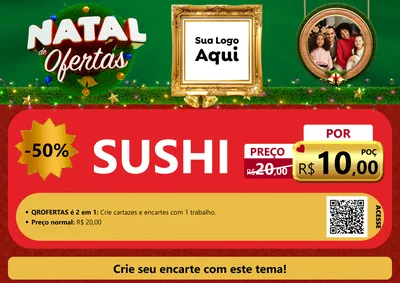 Modelo de Cartaz para Cartaz A4 Horizontal com o tema Natal de Ofertas para Comida japonesa