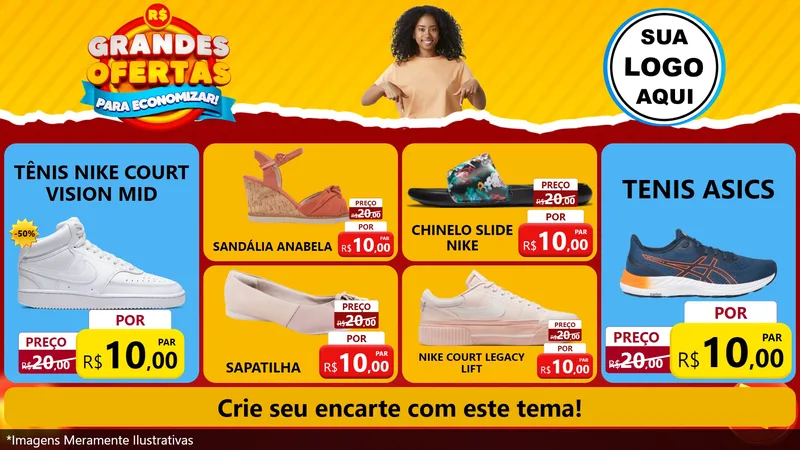 Modelo de TV para TV Horizontal com o tema Grandes Ofertas Para Economizar! para Calçados