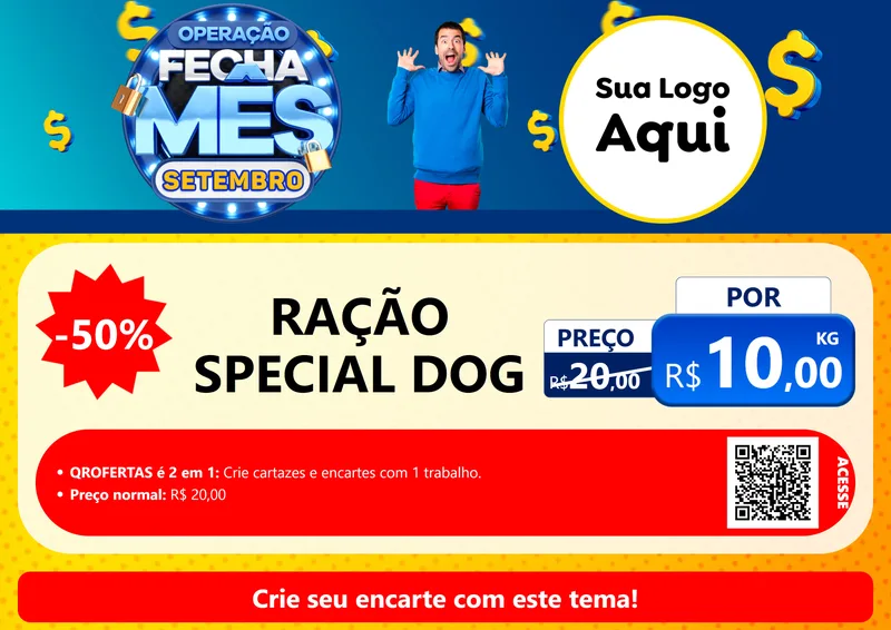 Modelo de Cartaz para Cartaz A4 Horizontal com o tema Operação Fecha Mês Setembro para Pet Shop