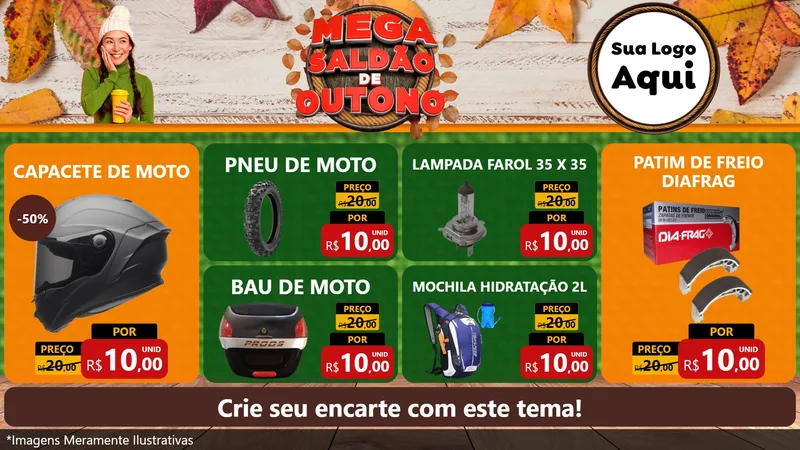 Modelo de TV para TV Horizontal com o tema Mega Saldão de Outono para Moto peças