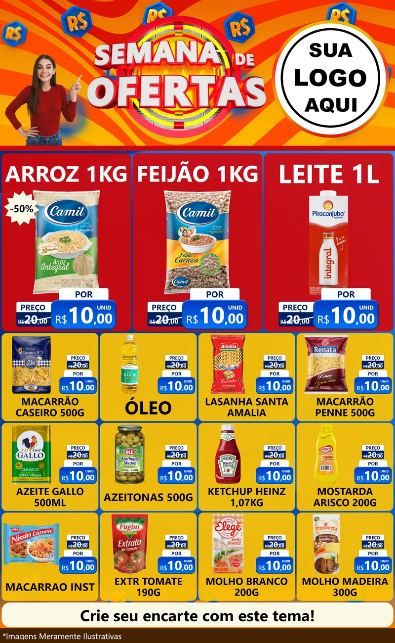 Modelo de Encarte para Encarte Grande com o tema Semana de Ofertas para Supermercado