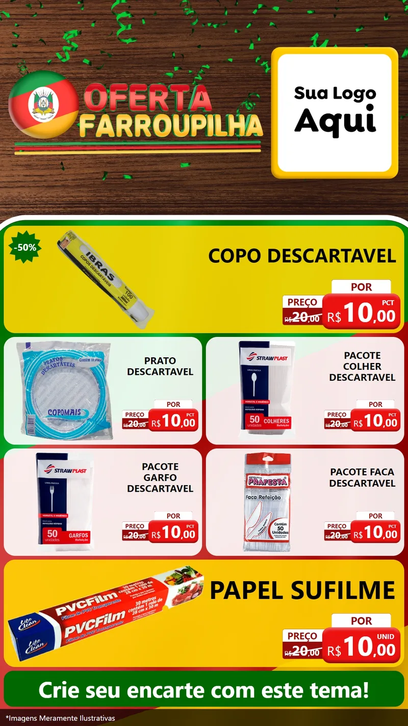 Modelo de TV para TV Vertical com o tema Oferta Farroupilha para Embalagens