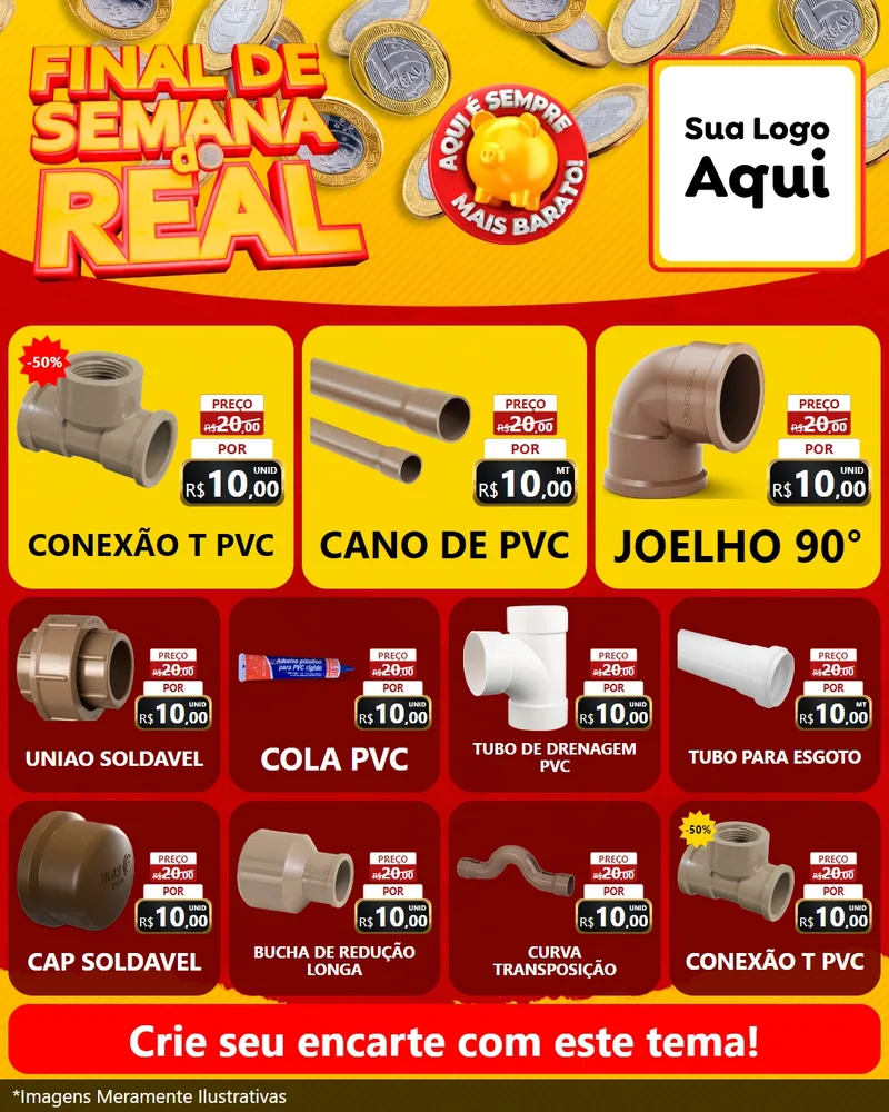 Modelo de Rede Social para Feed Instagram com o tema Final de Semana do Real para Tubos e conexões