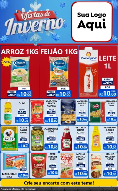 Modelo de Encarte para Encarte Grande com o tema Ofertas de Inverno para Supermercado