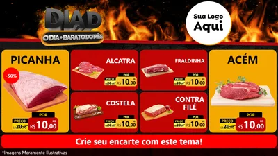 Modelo de TV para TV Horizontal com o tema Dia D, O Dia Mais Barato Do Mês para Açougue