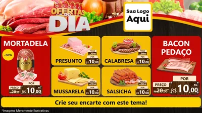 Modelo de TV para TV Horizontal com o tema Ofertas do Dia para Frios e Laticínios