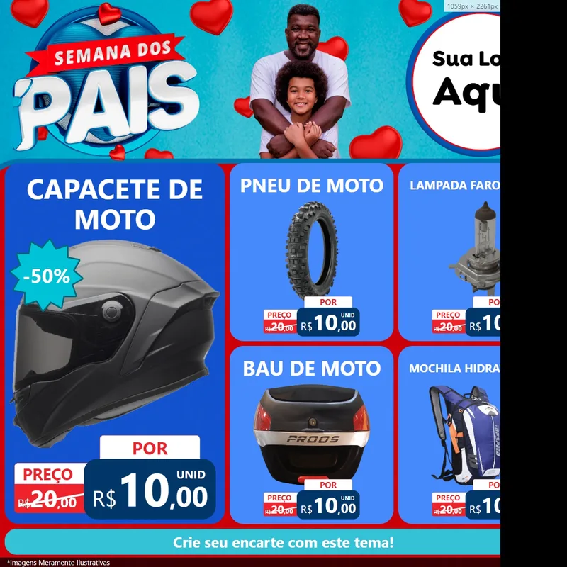 Modelo de Rede Social para Feed Facebook com o tema Semana Dos Pais para Moto peças