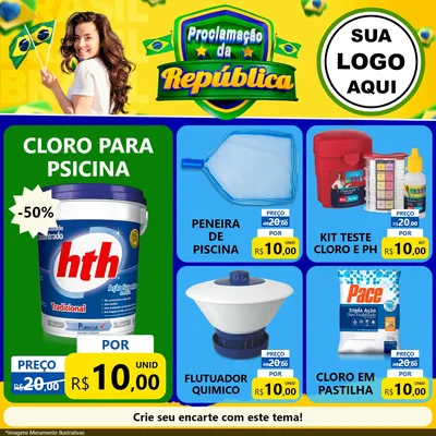 Modelo de Rede Social para Feed Facebook com o tema Proclamação da República para Produtos para Piscina