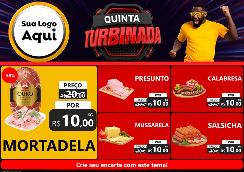 Modelo de Encarte para Encarte A4 Horizontal com o tema Quinta Turbinada para Frios e Laticínios