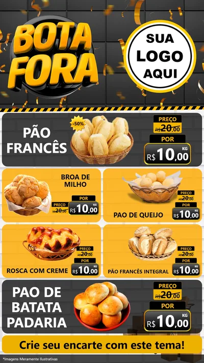 Modelo de TV para TV Vertical com o tema Bota Fora para Padaria