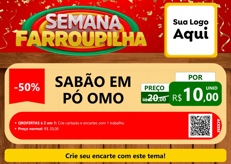 Modelo de Cartaz para Cartaz A4 Horizontal com o tema Semana Farroupilha para Produtos de Limpeza