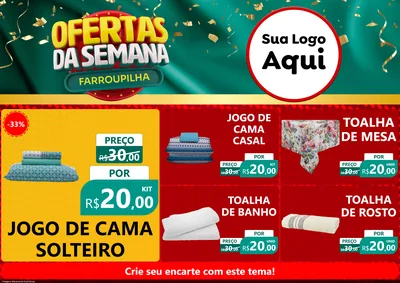 Modelo de Encarte para Encarte A4 Horizontal com o tema Ofertas da Semana Farroupilha para Cama, Mesa e Banho