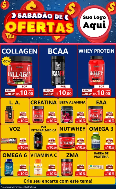 Modelo de Encarte para Encarte Grande com o tema Sabadão de Ofertas para Suplementos alimentares