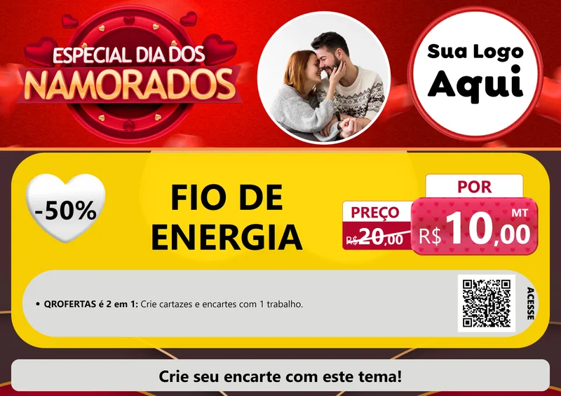 Modelo de Cartaz para Cartaz A4 Horizontal com o tema Especial Dia Dos Namorados para Materiais Elétricos
