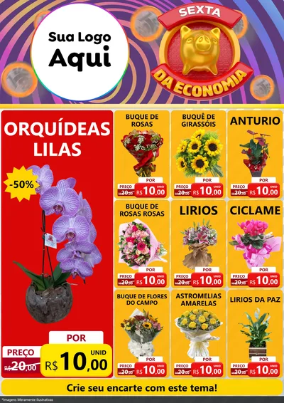 Modelo de Encarte para Encarte A4 Vertical com o tema Sexta da Economia para Floricultura e jardim