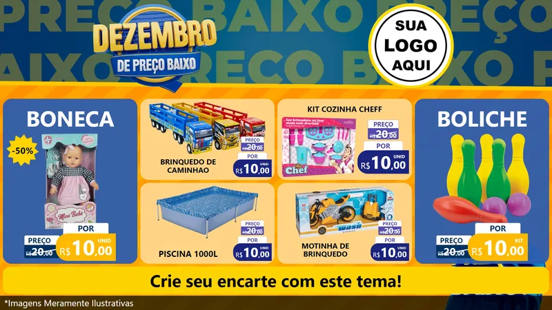 Modelo de TV para TV Horizontal com o tema Dezembro de Preço Baixo para Brinquedos