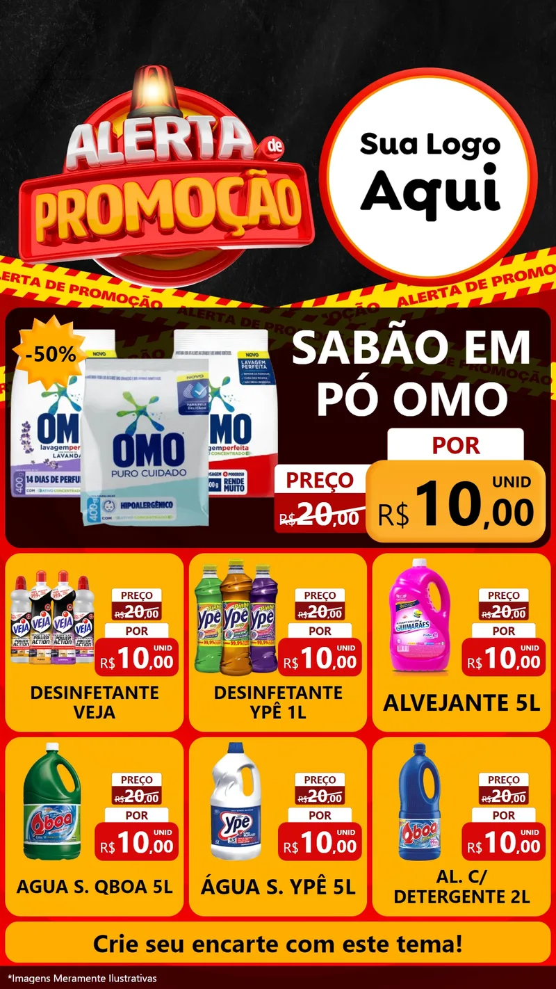Modelo de Rede Social para Stories com o tema Alerta de Promoção para Produtos de Limpeza