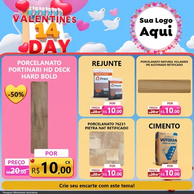 Modelo de Rede Social para Feed Facebook com o tema Valentine's Day para Pisos e revestimentos