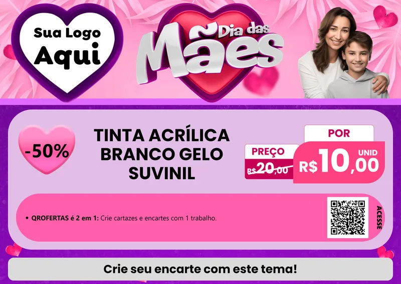 Modelo de Cartaz para Cartaz A4 Horizontal com o tema Dia das Mães para Tintas e Ferramentas