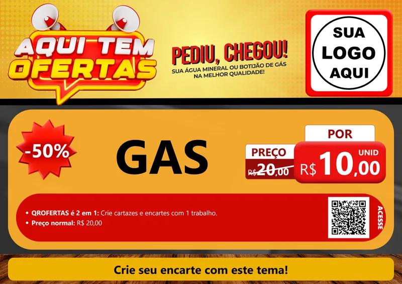Modelo de Cartaz para Cartaz A4 Horizontal com o tema Aqui Tem Ofertas para Água e gás