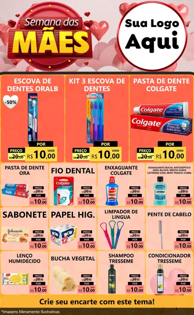 Modelo de Encarte para Encarte Grande com o tema Semana das Mães para Higiene Pessoal