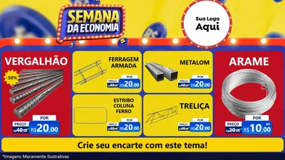 Modelo de TV para TV Horizontal com o tema Semana da Economia para Ferragens