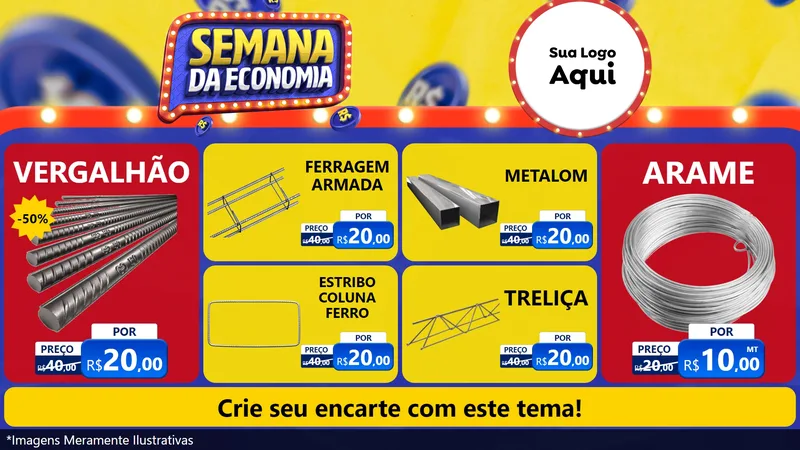 Modelo de TV para TV Horizontal com o tema Semana da Economia para Ferragens