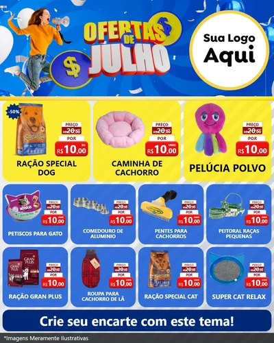 Modelo de Rede Social para Feed Instagram com o tema Ofertas de Julho para Pet Shop