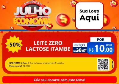 Modelo de Cartaz para Cartaz A4 Horizontal com o tema Operação Julho Com Mais Economia para Frios e Laticínios