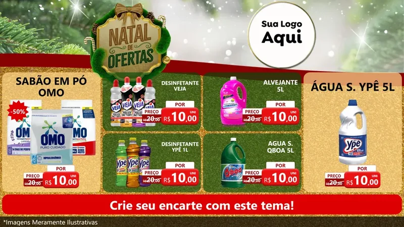 Modelo de TV para TV Horizontal com o tema Ofertas de Natal para Produtos de Limpeza