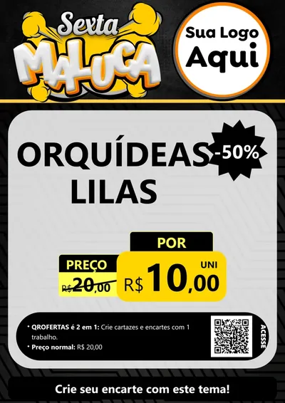 Modelo de Cartaz para Cartaz A4 Vertical com o tema Sexta Maluca para Floricultura e jardim