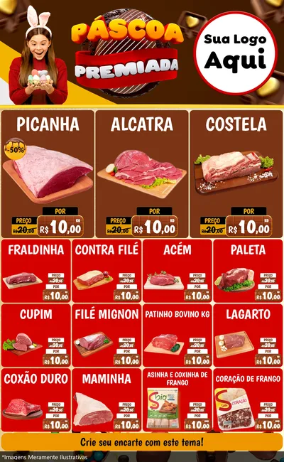 Modelo de Encarte para Encarte Grande com o tema Páscoa Premiada para Açougue