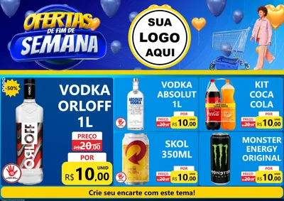 Modelo de Encarte para Encarte A4 Horizontal com o tema Ofertas de Fim de Semana para Distribuidora de bebidas