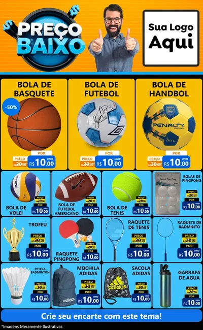 Modelo de Encarte para Encarte Grande com o tema Preço Baixo para Artigos Esportivos