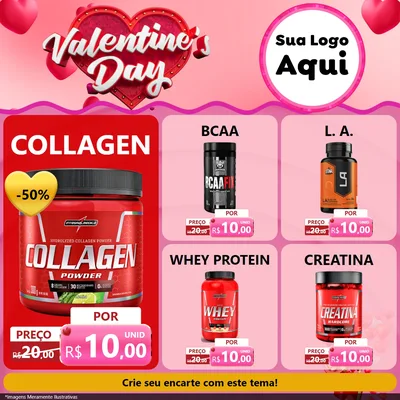 Modelo de Rede Social para Feed Facebook com o tema Valentine's Day para Suplementos alimentares