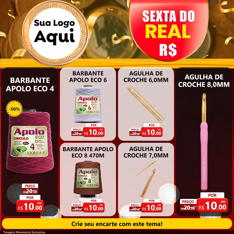 Modelo de Rede Social para Feed Facebook com o tema Sexta do Real para Armarinho e Aviamentos