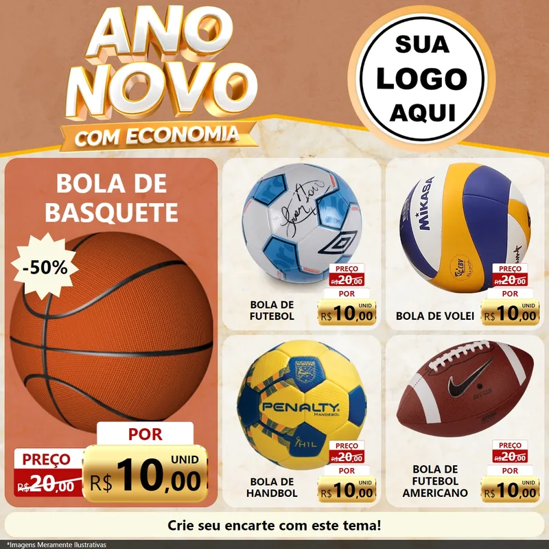 Modelo de Rede Social para Feed Facebook com o tema Ano Novo Com Economia para Artigos Esportivos