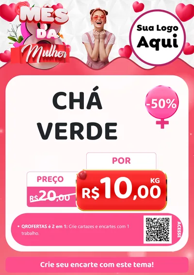 Modelo de Cartaz para Cartaz A4 Vertical com o tema Mês da Mulher para Produtos Naturais