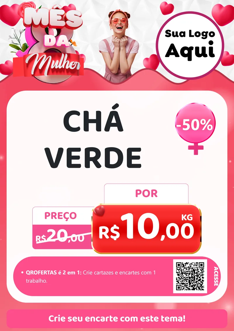 Modelo de Cartaz para Cartaz A4 Vertical com o tema Mês da Mulher para Produtos Naturais