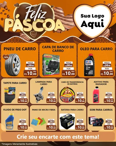 Modelo de Rede Social para Feed Instagram com o tema Feliz Páscoa para Auto peças