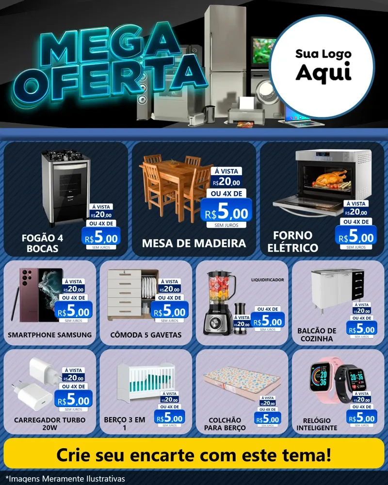 Modelo de Rede Social para Feed Instagram com o tema Mega Oferta - Eletro para Móveis e Eletro
