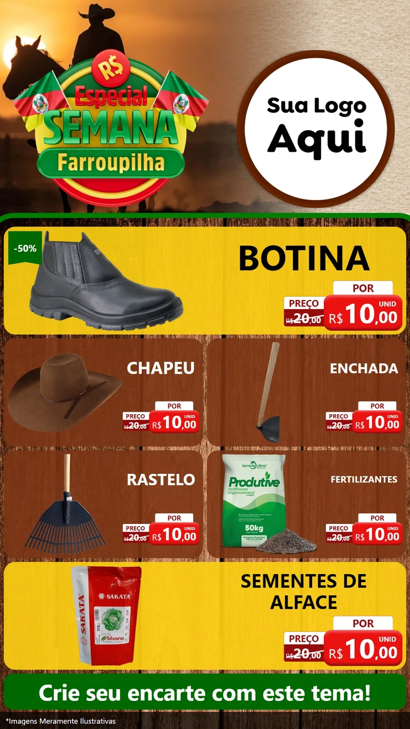 Modelo de TV para TV Vertical com o tema Especial Semana Farroupilha para Agropecuária