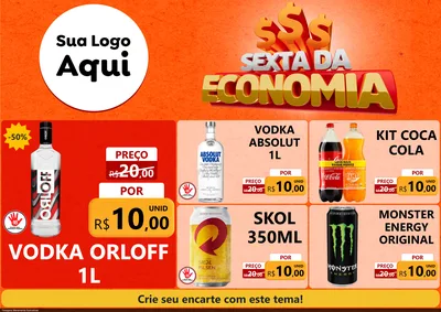 Modelo de Encarte para Encarte A4 Horizontal com o tema Sexta da Economia para Distribuidora de bebidas