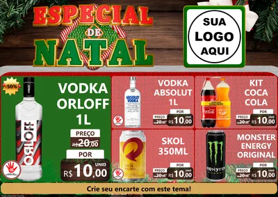 Modelo de Encarte para Encarte A4 Horizontal com o tema Especial de Natal para Distribuidora de bebidas