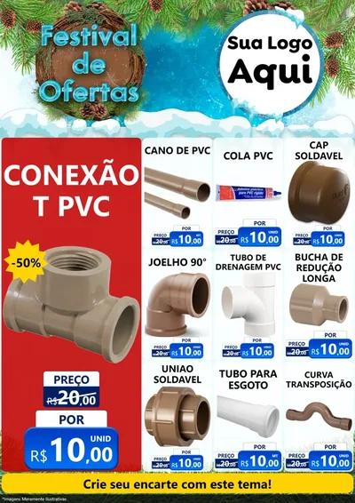 Modelo de Encarte para Encarte A4 Vertical com o tema Festival de Ofertas - Inverno para Tubos e conexões